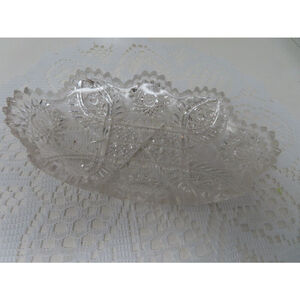 American Brilliant Antique Sawtooth Cut Glass 8” Candy Relish Dish